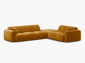 COLTAR MOLINO, 315 CM, PE DREAPTA, GALBEN, CU TAPITERIE DIN TEXTIL CATIFEA VELVET CASINO, MICADONI