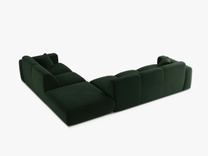 COLTAR MOLINO, 315 CM, PE DREAPTA, VERDE SMARALD, CU TAPITERIE DIN TEXTIL CATIFEA VELVET CASINO, MICADONI - Img 3