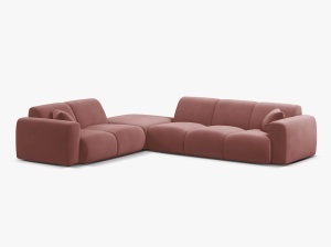 COLTAR MOLINO, 315 CM, PE STANGA, ROZ FLAMINGO, CU TAPITERIE DIN TEXTIL CATIFEA VELVET CASINO, MICADONI
