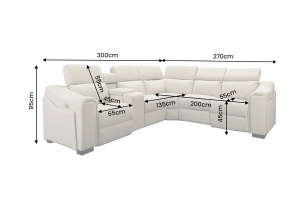COLTAR MULTIFUNCTIONAL PRIME, 300X270CM, CU SPATIU DE DEPOZITARE, PRIZE, REALIZAT DIN LEMN SI PIELE ECO, CULOARE BEJ - Img 3