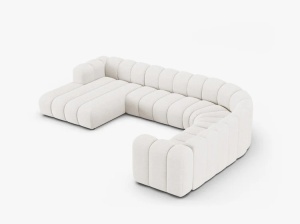 COLTAR PANORAMIC LUPIN, 370, PE DREAPTA, ALB, CU TAPITERIE DIN TEXTIL BOUCLE BALOO, MICADONI - Img 3