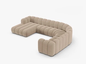 COLTAR PANORAMIC LUPIN, 370, PE DREAPTA, BEJ, CU TAPITERIE DIN TEXTIL CATIFEA VENUS, MICADONI - Img 3
