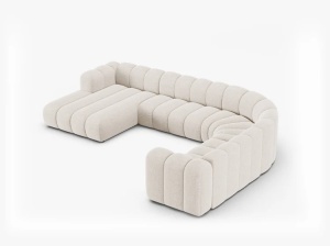 COLTAR PANORAMIC LUPIN, 370, PE DREAPTA, BEJ DESCHIS, CU TAPITERIE DIN TEXTIL CHENILLE EDEN, MICADONI - Img 3