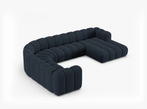 COLTAR PANORAMIC LUPIN, 370, PE STANGA, ALBASTRU MARIN, CU TAPITERIE DIN TEXTIL CHENILLE EDEN, MICADONI - Img 3