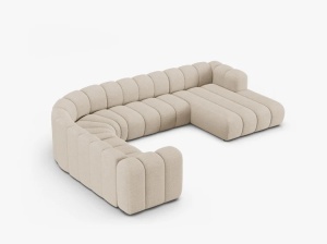 COLTAR PANORAMIC LUPIN, 370, PE STANGA, BEJ, CU TAPITERIE DIN TEXTIL BOUCLE BALOO, MICADONI - Img 3