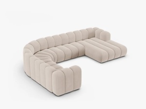 COLTAR PANORAMIC LUPIN, 370, PE STANGA, BEJ DESCHIS, CU TAPITERIE DIN TEXTIL CATIFEA VENUS, MICADONI - Img 3