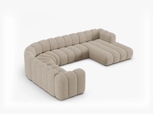 COLTAR PANORAMIC LUPIN, 370, PE STANGA, BEJ INCHIS, CU TAPITERIE DIN TEXTIL CHENILLE EDEN, MICADONI - Img 3
