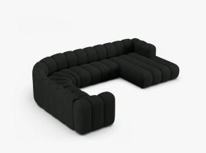 COLTAR PANORAMIC LUPIN, 370, PE STANGA, NEGRU, CU TAPITERIE DIN TEXTIL BOUCLE BALOO, MICADONI - Img 3