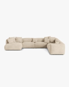 COLTAR PANORAMIC MARTINA, 160X106 CM, PE DREAPTA, BEJ DESCHIS, TAPITAT CU TAPITERIE DIN TEXTIL CATIFEA VOGUE, MICADONI
