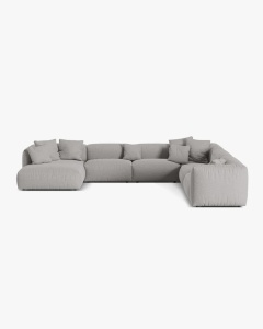 COLTAR PANORAMIC MARTINA, 160X106 CM, PE DREAPTA, GRI DESCHIS, TAPITAT CU TAPITERIE DIN TEXTIL STRUCTURAT BOSTON, MICADONI