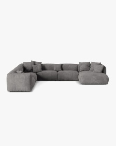 COLTAR PANORAMIC MARTINA, 160X106 CM, PE STANGA, GRI, TAPITAT CU TAPITERIE DIN TEXTIL CATIFEA VOGUE, MICADONI