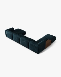 COLTAR PANORAMIC MARTINA, ALBASTRU INCHIS, 406 CM, STANGA, CU TAPITERIE DIN TEXTIL CATIFEA VOGUE, MICADONI - Img 3