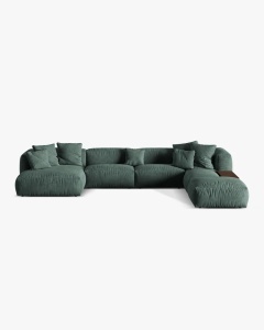COLTAR PANORAMIC MARTINA, VERDE, 406 CM, DREAPTA, CU TAPITERIE DIN TEXTIL CATIFEA VOGUE, MICADONI