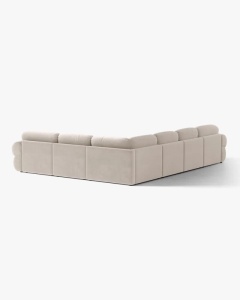 COLTAR PANORAMIC MODULAR, OPHELIA, BEJ, PE DREAPTA, 370 CM, CU TAPITERIE DIN TEXTIL CATIFEA VENUS, MICADONI - Img 3