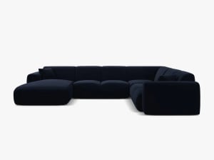 COLTAR PANORAMIC MOLINO, PE DREAPTA, ALBASTRU ROYAL, 326 CM, , CU TAPITERIE DIN TEXTIL CATIFEA VELVET CASINO, MICADONI - Img 2