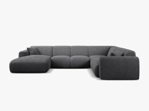 COLTAR PANORAMIC MOLINO, PE DREAPTA, GRI INCHIS, 326 CM, , CU TAPITERIE DIN TEXTIL BOUCLE BALOO, MICADONI - Img 2