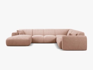 COLTAR PANORAMIC MOLINO, PE DREAPTA, ROZ PUDRA, 326 CM, , CU TAPITERIE DIN TEXTIL BOUCLE BALOO, MICADONI - Img 2