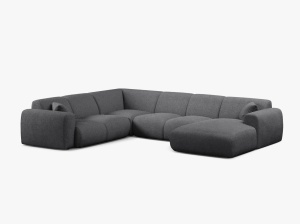 COLTAR PANORAMIC MOLINO, PE STANGA, GRI INCHIS, 326 CM, , CU TAPITERIE DIN TEXTIL BOUCLE BALOO, MICADONI