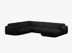 COLTAR PANORAMIC MOLINO, PE STANGA, NEGRU, 326 CM, , CU TAPITERIE DIN TEXTIL CHENILLE REBEL, MICADONI