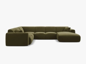COLTAR PANORAMIC MOLINO, PE STANGA, VERDE DESCHIS, 326 CM, , CU TAPITERIE DIN TEXTIL CATIFEA VELVET CASINO, MICADONI - Img 2