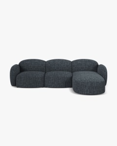 COLTAR PE DREAPTA, BLAIR, 274X 95, MELANJ ALBASTRU, CU TAPITERIE DIN TEXTIL STRUCTURAT BALTIMORE, MICADONI