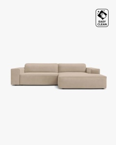 COLTAR PE DREAPTA, CU 3 LOCURI JODIE, 224X162 CM, ADANCIME SCAUN 62 CM, BEJ, TAPITAT CU TAPITERIE DIN TEXTIL CATIFEA VENUS, MICADONI