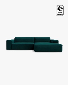 COLTAR PE DREAPTA, CU 3 LOCURI JODIE, 224X162 CM, ADANCIME SCAUN 62 CM, PETROL INTENS,, TAPITAT CU TAPITERIE DIN TEXTIL CATIFEA VENUS, MICADONI