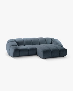 COLTAR PE DREAPTA DIANA, BLUE JEANS, 294X182 CM, TAPITAT CU TAPITERIE DIN TEXTIL STRUCTURAT BUBBLE MICADONI