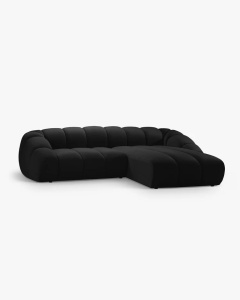 COLTAR PE DREAPTA DIANA, NEGRU, 334X182 CM, TAPITAT CU TAPITERIE DIN TEXTIL CATIFEA SALVADORE, MICADONI