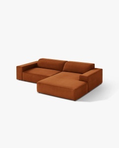 COLTAR PE DREAPTA JODIE, CU 3 LOCURI, 224X162 CM, ADANCIME SCAUN 62 CM, CARAMIZIU, TAPITAT CU TAPITERIE DIN TEXTIL CATIFEA BLUVEL MICADONI - Img 2
