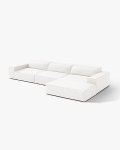 COLTAR PE DREAPTA JODIE, CU 4 LOCURI, 284X162 CM, ADANCIME SCAUN 62 CM, ALB, TAPITAT CU TAPITERIE DIN TEXTIL BOUCLE BALOO, MICADONI - Img 2