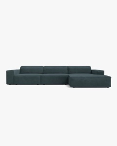 COLTAR PE DREAPTA JODIE, CU 4 LOCURI, 284X162 CM, ADANCIME SCAUN 62 CM, PETROL INCHIS, TAPITAT CU TAPITERIE DIN TEXTIL STRUCTURAT LIBERTY, MICADONI