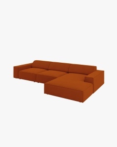 COLTAR PE DREAPTA JODIE, CU 4 LOCURI, 284X162 CM, ADANCIME SCAUN 62 CM, CARAMIZIU, TAPITAT CU TAPITERIE DIN TEXTIL STRUCTURAT MEGAN, MICADONI - Img 3