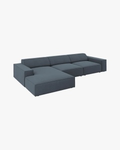COLTAR PE DREAPTA JODIE, CU 4 LOCURI, 284X162 CM, ADANCIME SCAUN 62 CM, ALBASTRU, TAPITAT CU TAPITERIE DIN TEXTIL STRUCTURAT MEGAN, MICADONI - Img 3