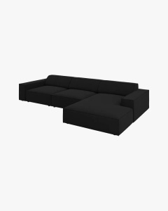 COLTAR PE DREAPTA JODIE, CU 4 LOCURI, 284X162 CM, ADANCIME SCAUN 62 CM, NEGRU, TAPITAT CU TAPITERIE DIN TEXTIL STRUCTURAT MEGAN, MICADONI - Img 3