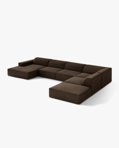 COLTAR PE DREAPTA JODIE, CU 7 LOCURI, 361X258 CM, ADANCIME SCAUN 62 CM, MARO INCHIS, TAPITAT CU TAPITERIE DIN TEXTIL CATIFEA VENUS, MICADONI - Img 3