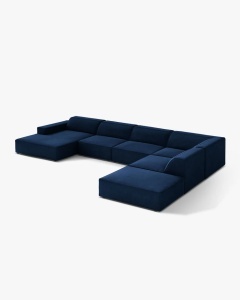 COLTAR PE DREAPTA JODIE, CU 7 LOCURI, 361X258 CM, ADANCIME SCAUN 62 CM, ALBASTRU ROYAL, TAPITAT CU TAPITERIE DIN TEXTIL CATIFEA VENUS, MICADONI - Img 3