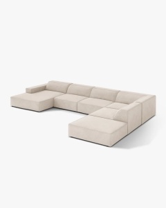 COLTAR PE DREAPTA JODIE, CU 7 LOCURI, 361X258 CM, ADANCIME SCAUN 62 CM, BEJ, TAPITAT CU TAPITERIE DIN TEXTIL STRUCTURAT LIBERTY, MICADONI - Img 3