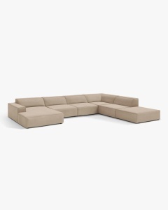 COLTAR PE DREAPTA JODIE, CU 7 LOCURI, 361X258 CM, ADANCIME SCAUN 62 CM, BEJ, TAPITAT CU TAPITERIE DIN TEXTIL CATIFEA VENUS, MICADONI - Img 2