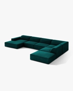 COLTAR PE DREAPTA JODIE, CU 7 LOCURI, 361X258 CM, ADANCIME SCAUN 62 CM, PETROL INCHIS, TAPITAT CU TAPITERIE DIN TEXTIL CATIFEA VENUS, MICADONI - Img 3