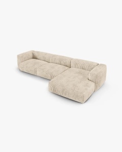 COLTAR PE DREAPTA MARTINA, 330X176 CM, ADANCIME SCAUN 90 CM, BEJ DESCHIS, TAPITAT CU TAPITERIE DIN TEXTIL CORDOI TILIA, MICADONI - Img 3