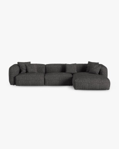 COLTAR PE DREAPTA MARTINA, 330X176 CM, ADANCIME SCAUN 90 CM, GRI ANTRACIT, TAPITAT CU TAPITERIE DIN TEXTIL BOUCLE MONET, MICADONI