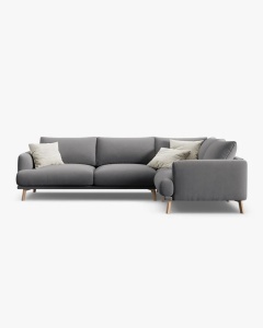 COLTAR PE DREAPTA, NAOMI, GRI, 280X195 CM, TAPITAT CU TAPITERIE DIN TEXTIL CATIFEA SALVADOR, MICADONI