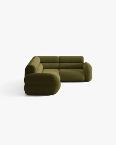 COLTAR PE DREAPTA NEO, VERDE MASLINIU INCHIS, 295X210 CM, TAPITAT CU TAPITERIE DIN TEXTIL BOUCLE BALOO, MICADONI - Img 3