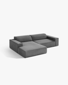 COLTAR PE STANGA, CU 3 LOCURI JODIE, 224X162 CM, ADANCIME SCAUN 62 CM, GRI, TAPITAT CU TAPITERIE DIN TEXTIL CATIFEA VENUS, MICADONI - Img 2