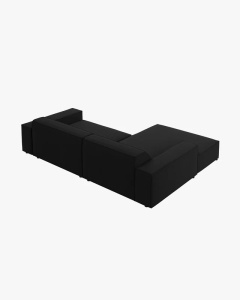 COLTAR PE STANGA, CU 3 LOCURI JODIE, 224X162 CM, ADANCIME SCAUN 62 CM, NEGRU, TAPITAT CU TAPITERIE DIN TEXTIL STRUCTURAT MEGAN, MICADONI - Img 4