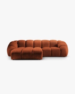 COLTAR PE STANGA DIANA, CARAMIZIU, 294X182 CM, TAPITAT CU TAPITERIE DIN TEXTIL STRUCTURAT BUBBLE MICADONI