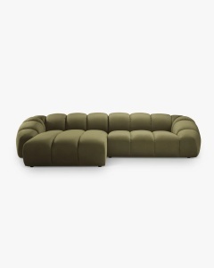 COLTAR PE STANGA DIANA, VERDE, 334X182 CM, TAPITAT CU TAPITERIE DIN TEXTIL CATIFEA SALVADORE, MICADONI