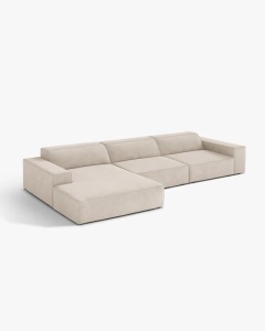 COLTAR PE STANGA JODIE, CU 4 LOCURI, 284X162 CM, ADANCIME SCAUN 62 CM, BEJ, TAPITAT CU TAPITERIE DIN TEXTIL STRUCTURAT LIBERTY, MICADONI - Img 2