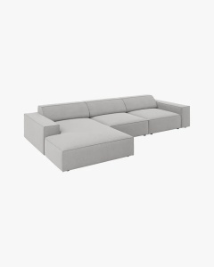 COLTAR PE STANGA JODIE, CU 4 LOCURI, 284X162 CM, ADANCIME SCAUN 62 CM, GRI DESCHIS, TAPITAT CU TAPITERIE DIN TEXTIL STRUCTURAT MEGAN, MICADONI - Img 3